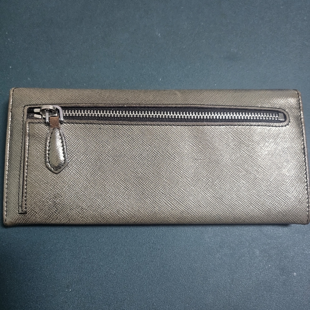 Authentic Prada Metallic Saffiano Leather Long Wallet